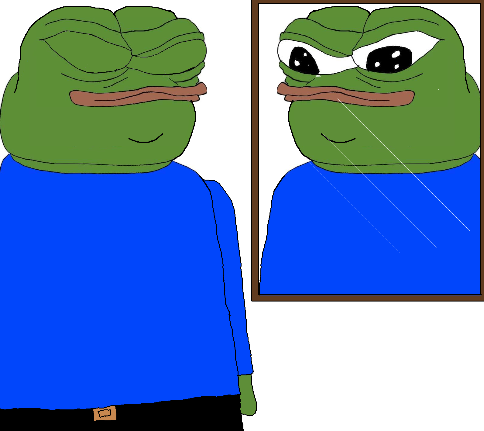 Pepe looks mirror — Pepe meme