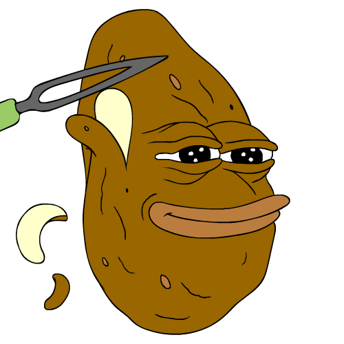 Pepe potato being peeled — Pepe meme