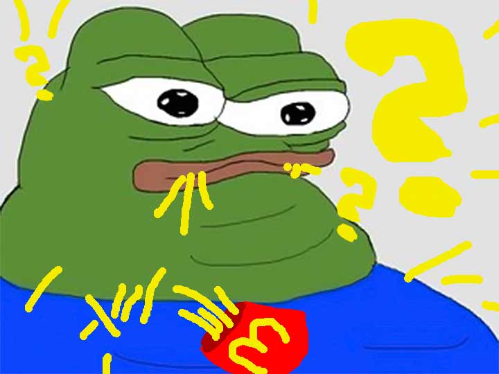 Pepe fat eats mcdonalds fries confused — Pepe meme