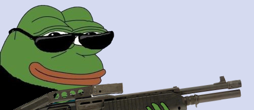 Pepe smug holding spas 12 shotgun — Pepe meme
