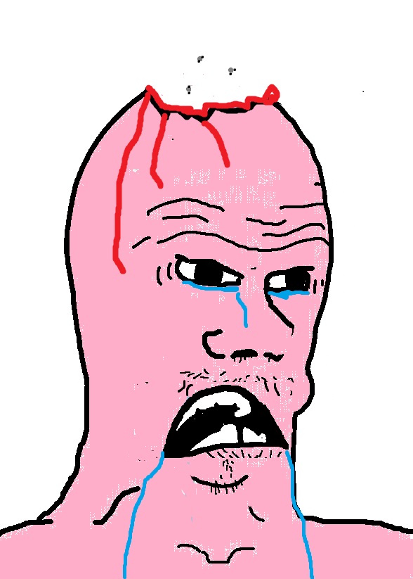 Brainlet pink drooling — Brainlet meme