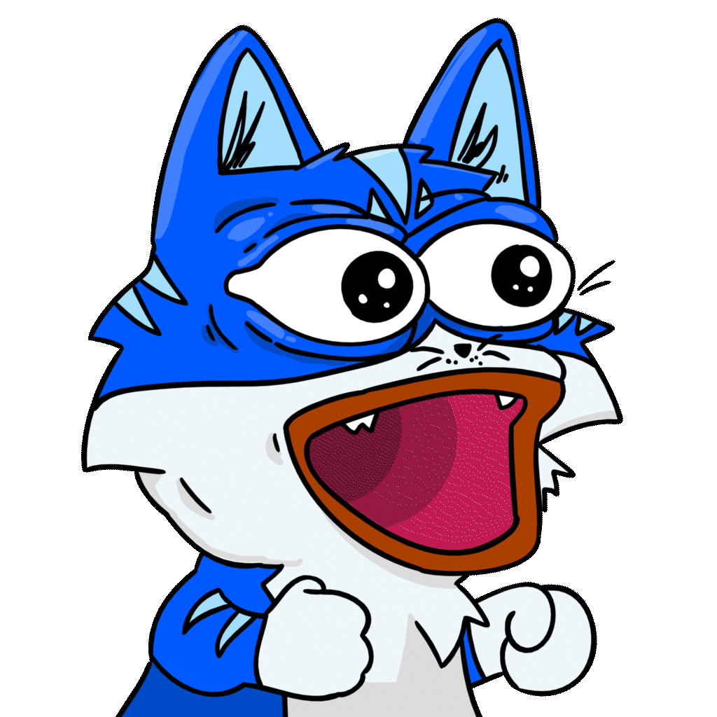 Toshi cat open mouth cheering — $TOSHI meme