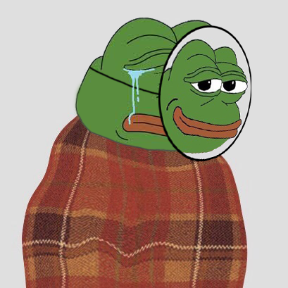 Pepe sad comfy wearing confident face mask — Pepe meme