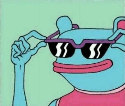 Pepe creature blue sunglasses — Pepe meme