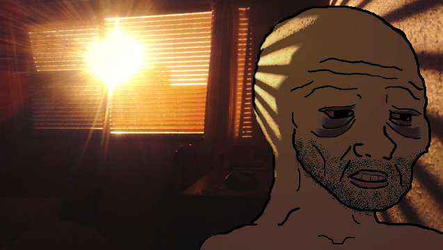 Wojak doomer daylight in room — Wojak meme