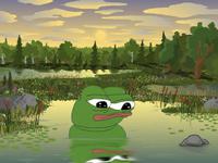 Pepe swimming in lake — Pepe meme