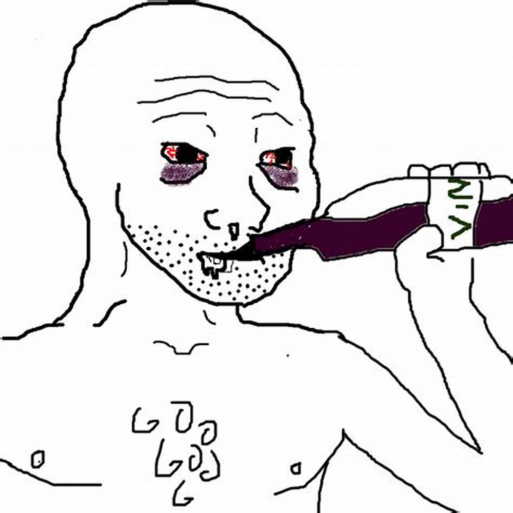 Wojak stage.5 doomer drinking — Wojak meme