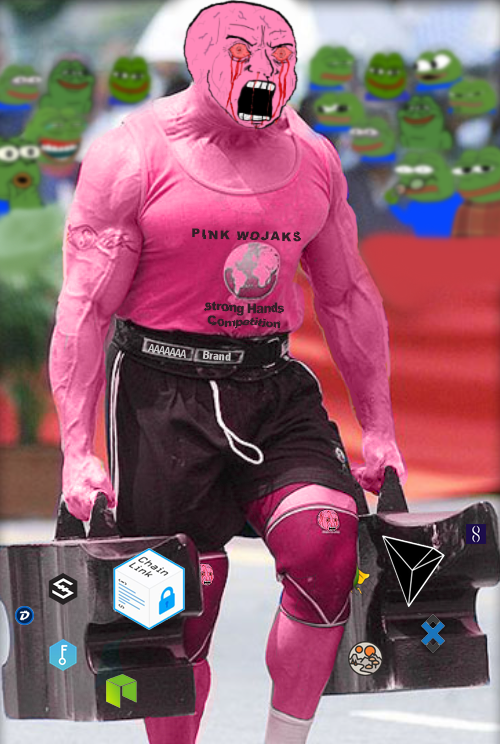 Pink wojak strongman bags — Wojak meme
