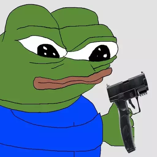 Holding a pistol Frog Friends sticker — Sticker Packs meme