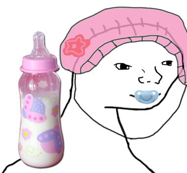 Brainlet baby with cap bottle — Brainlet meme
