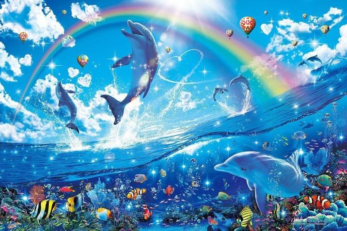 Happy dolphin rainbow meme template — Templates meme