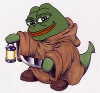 Pepe monk holding knife lantern — Pepe meme