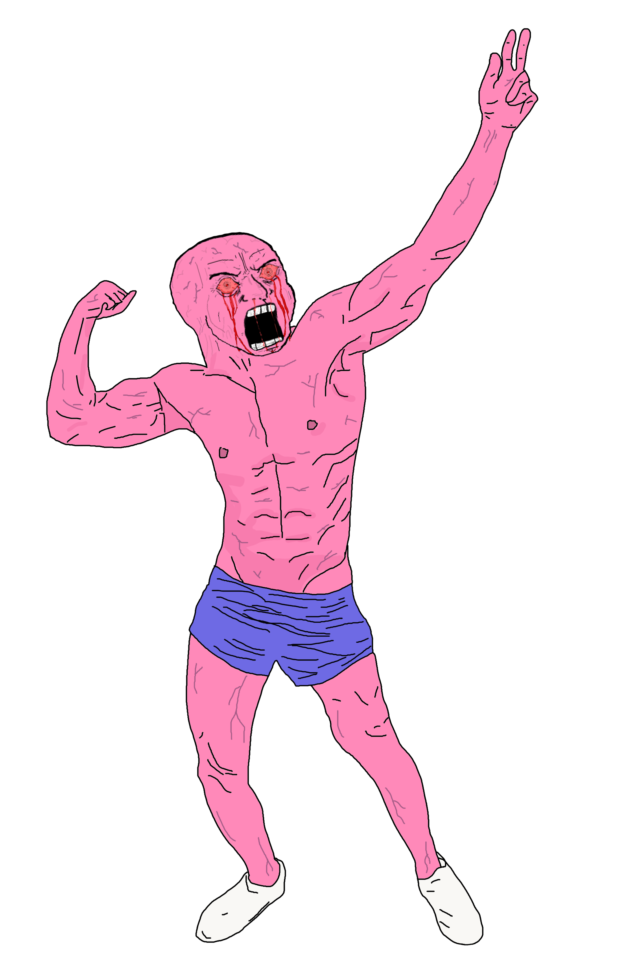 Pink wojak zyzz flex — Wojak meme