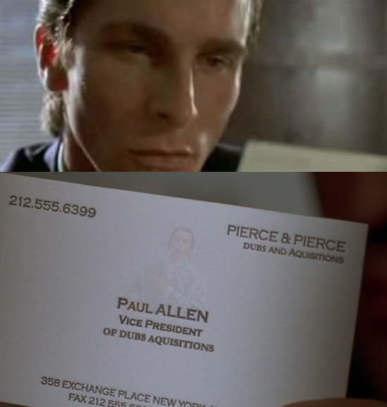 Bateman hates paul allens card — Reaction meme