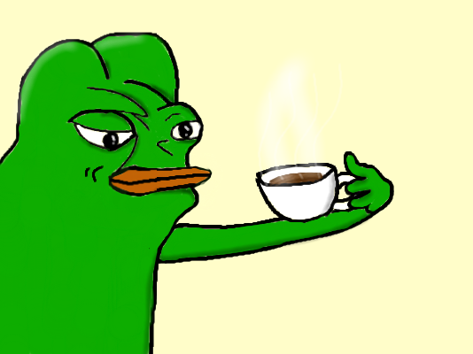 Pepe angry at coffee — Pepe meme