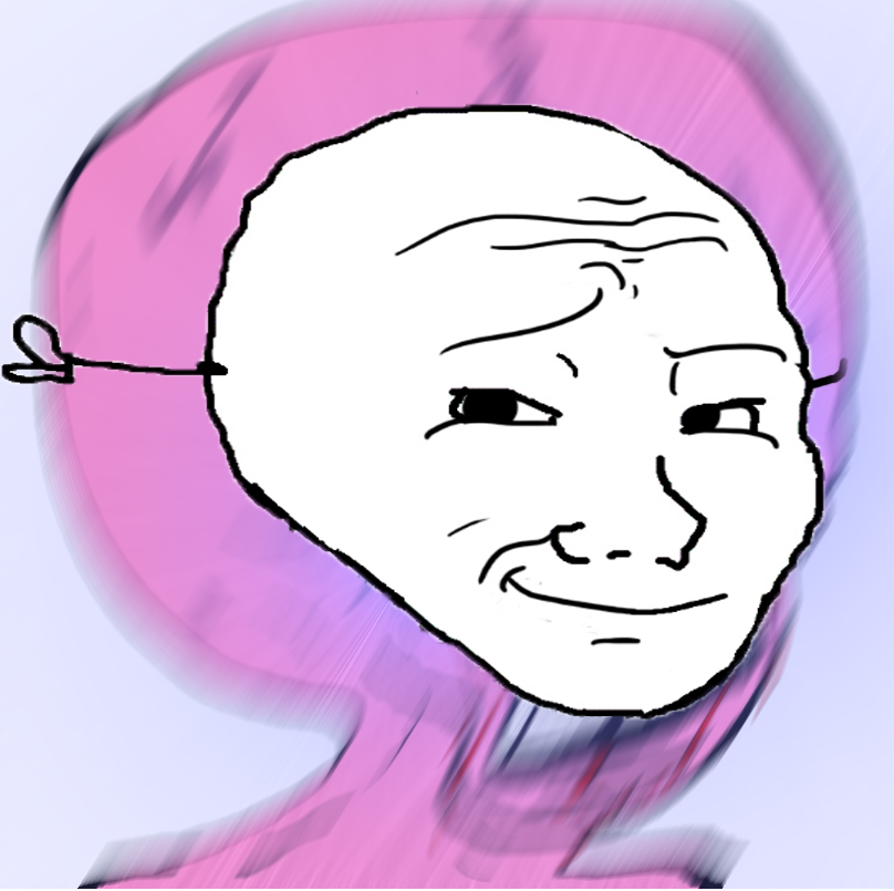 Pink wojak wearing smug mask — Wojak meme