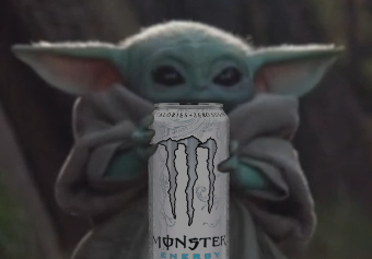 Baby yoda holding monster — Reaction meme