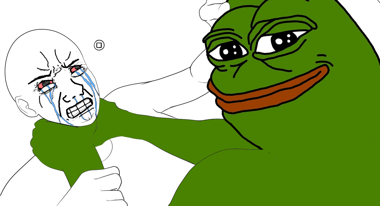 Pepe smug choking seething wojak — Pepe meme