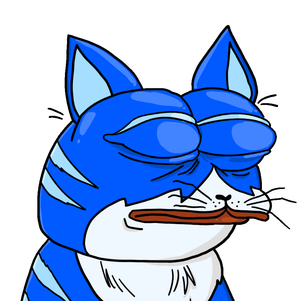 Toshi cat sighing crying — $TOSHI meme