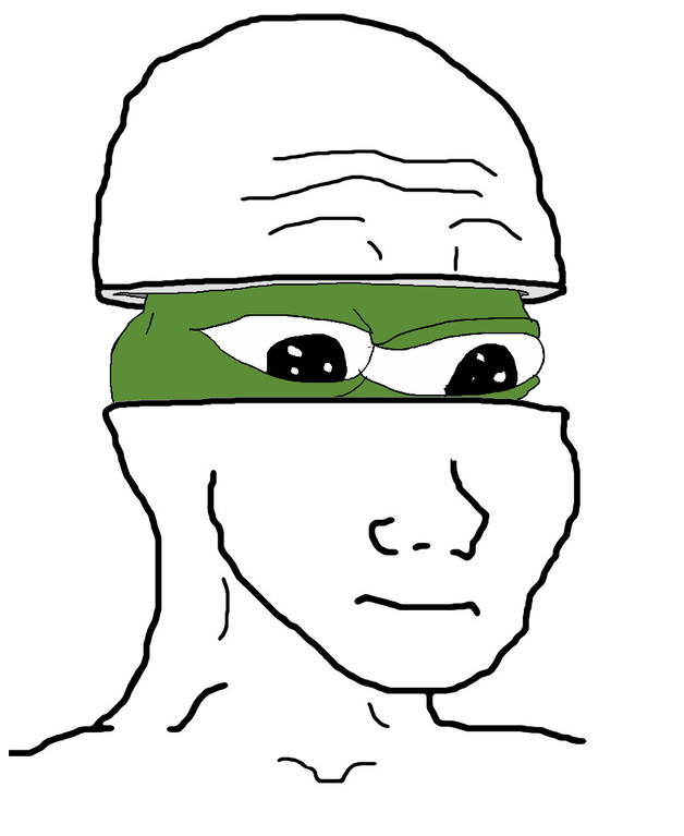 Pepe inside wojak head — Pepe meme