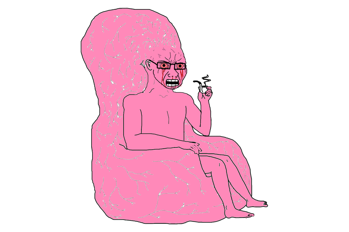 Pink wojak brain chair pipe — Wojak meme