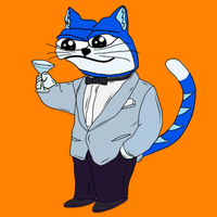 Toshi cat toasting in tux — $TOSHI meme