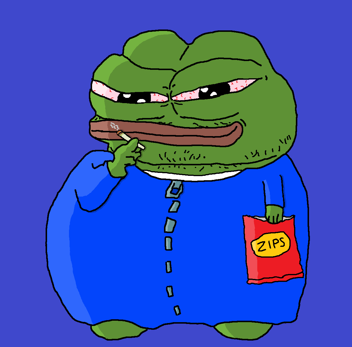 Pepe fat unhealthy smoking eating chips — Pepe meme