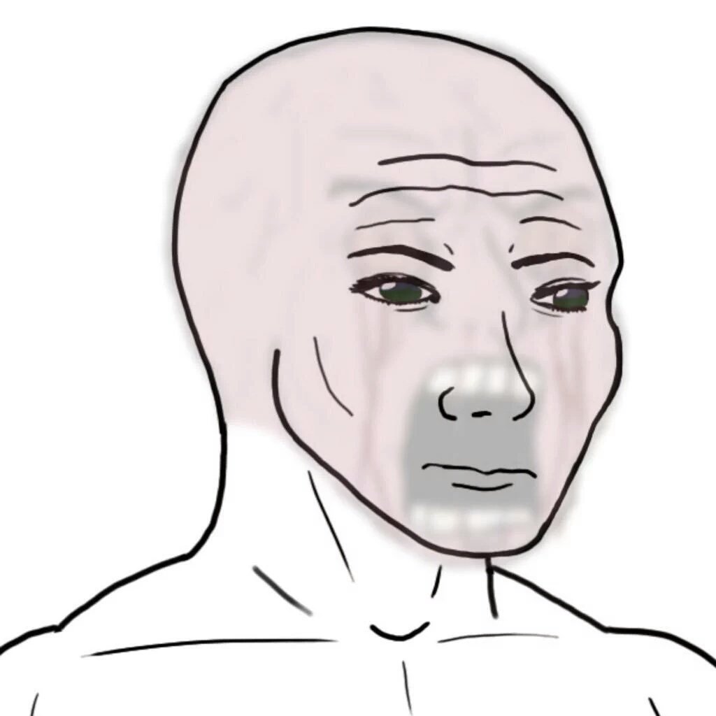 Nujak pink wojak screaming inside — Wojak meme