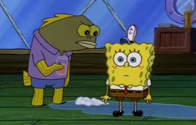 Spongebob angry fish customer — Reaction meme