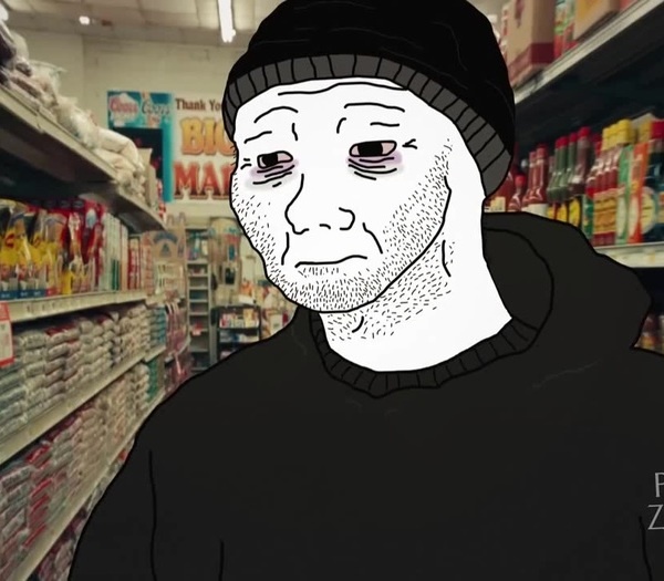 Wojak doomer in chips aisle — Wojak meme