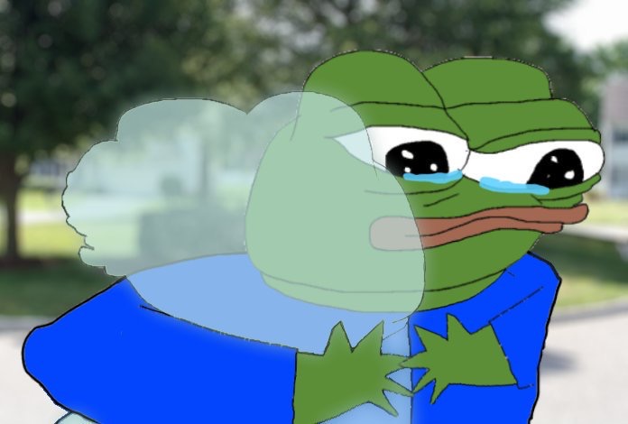 Pepe hugging pepe ghost — Pepe meme