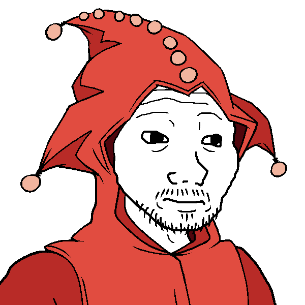 Wojak wearing jester costume — Wojak meme