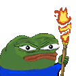 Pepe angry holding flaming torch — Pepe meme