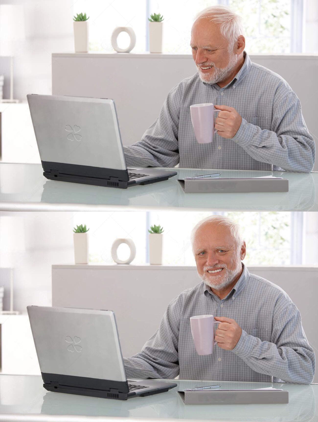 Old man cup of coffee meme template — Templates meme