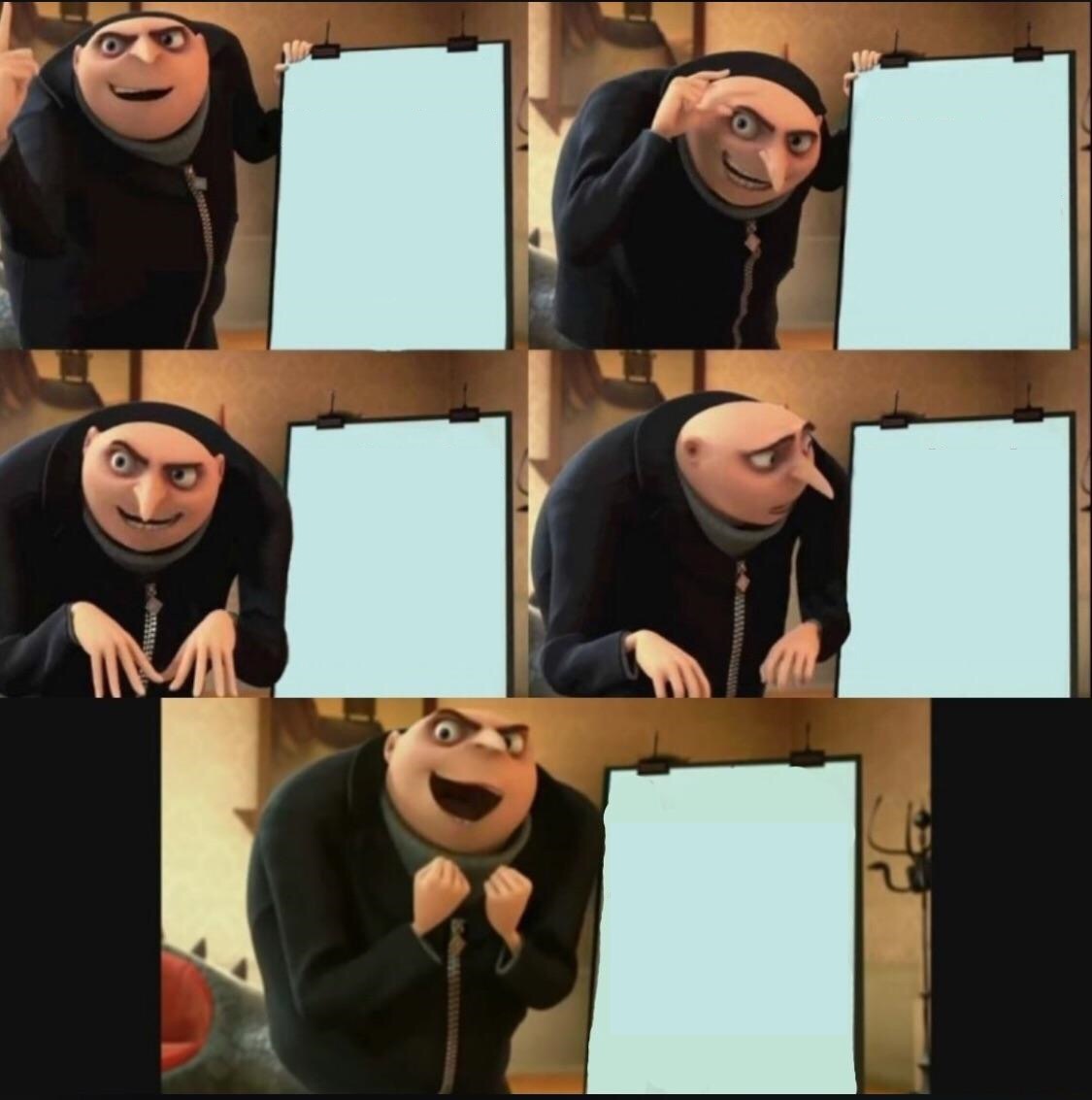 5 panel gru meme meme template — Templates meme