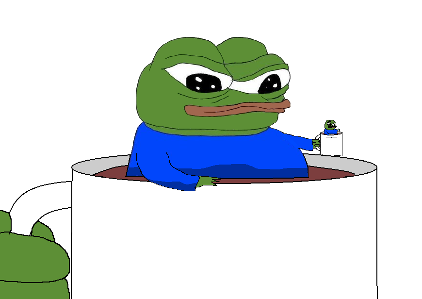 Pepe in coffee recursive image — Pepe meme