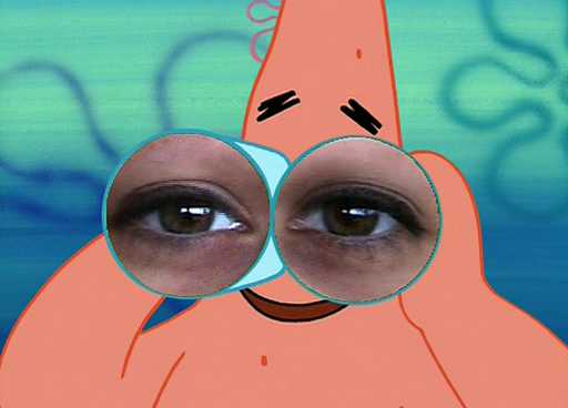 Patrick binoculars with human eyes — Reaction meme