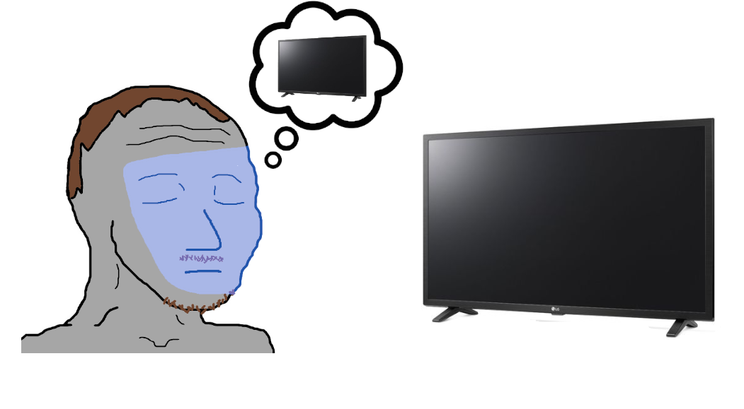Wojak npc thinking of watching tv — Wojak meme