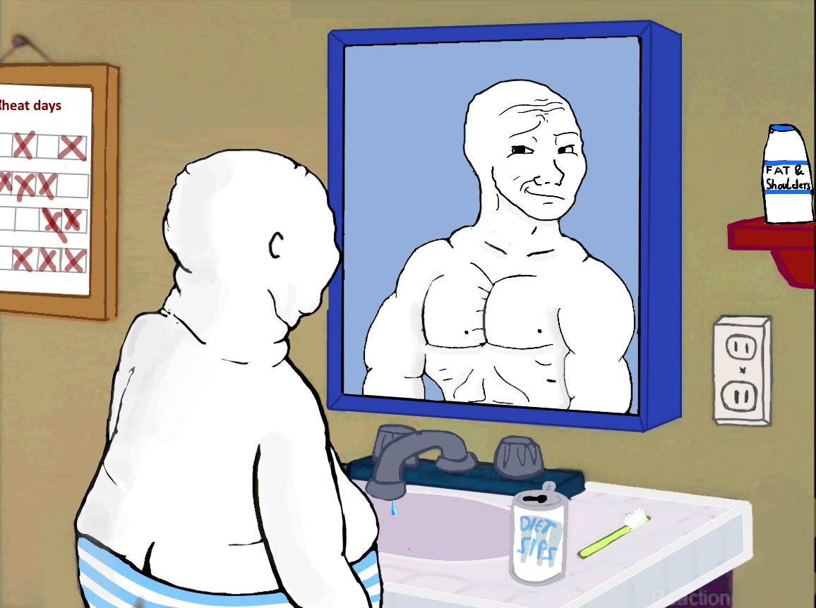 Wojak fat thinks he is ripped — Wojak meme