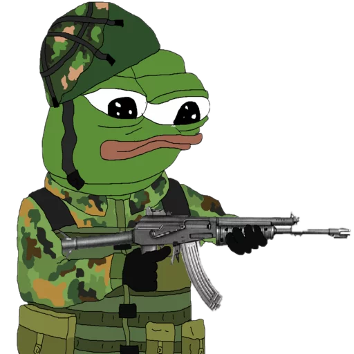 Soldier with rifle Frog Friends sticker — Sticker Packs meme