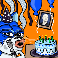 Toshi cat eating cake — $TOSHI meme