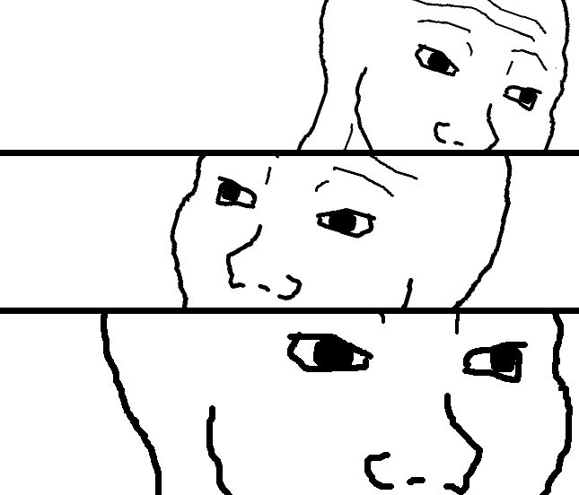 Wojak split screen reaction — Wojak meme