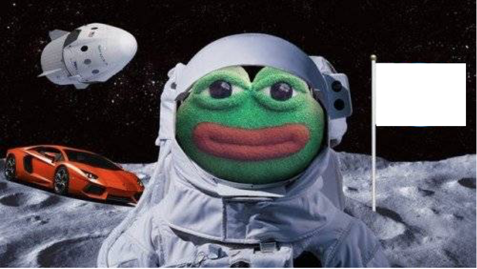 Pepe plush on moon flag meme template — Pepe meme