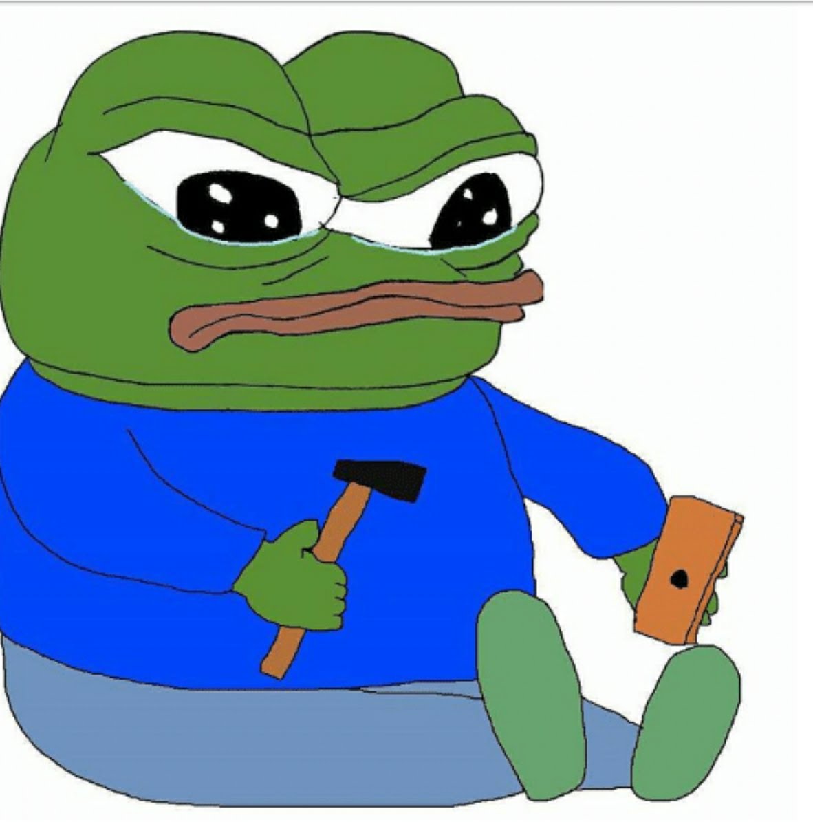 Pepe hammers nail into wood — Pepe meme