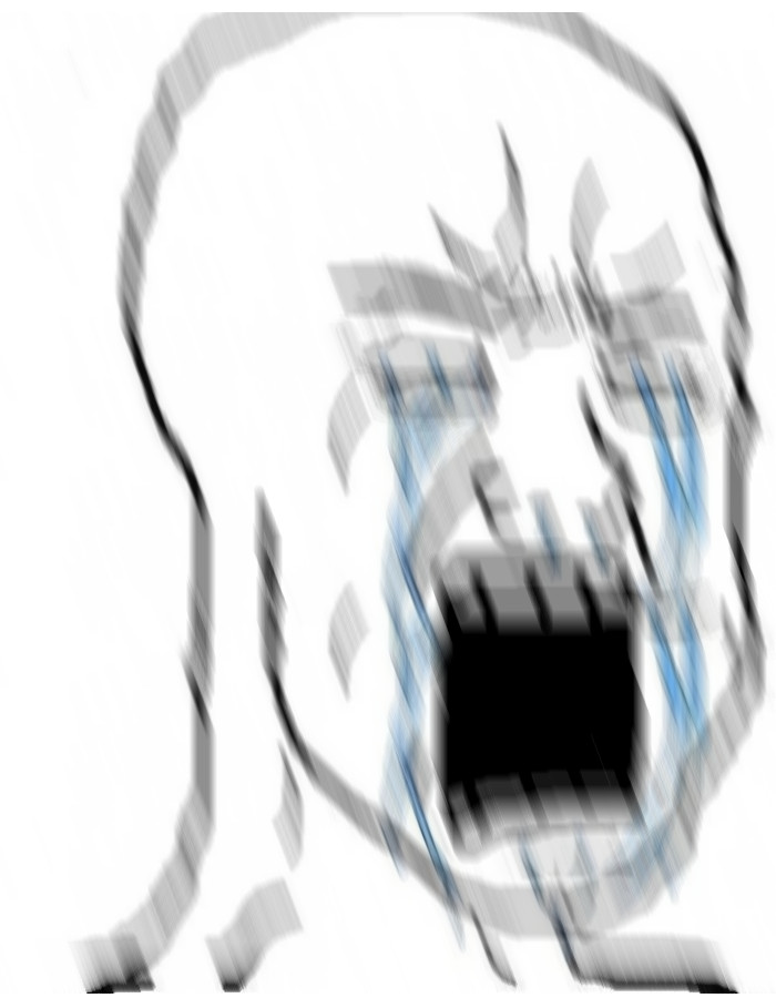 Wojak crying angry square mouth — Wojak meme