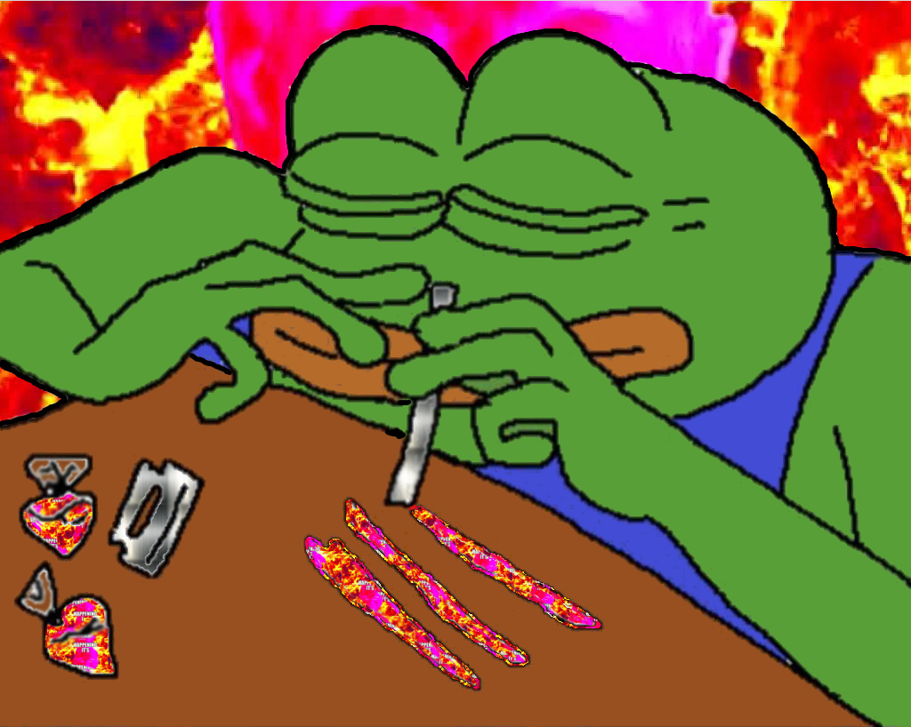 Pepe snorts hopium — Pepe meme