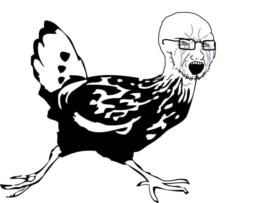 Wojak soy boy chicken running — Wojak meme