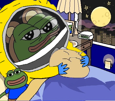 Pepe hazmat suit sleeping bed — Pepe meme