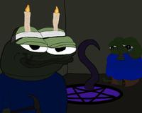 Pepe trying to sumon devil — Pepe meme