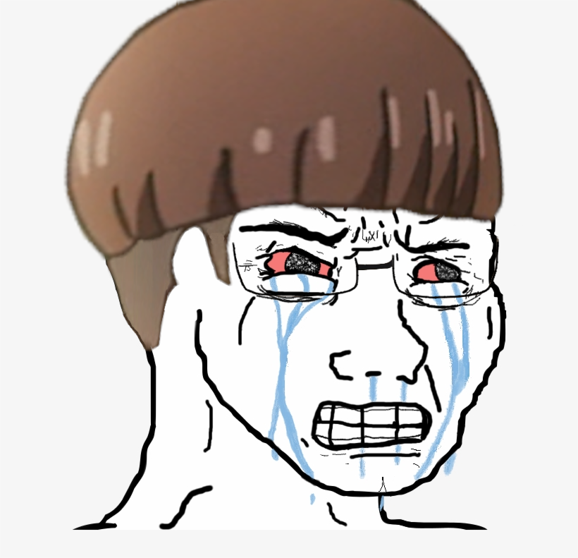 Wojak soy boy bowl haircut crying — Wojak meme